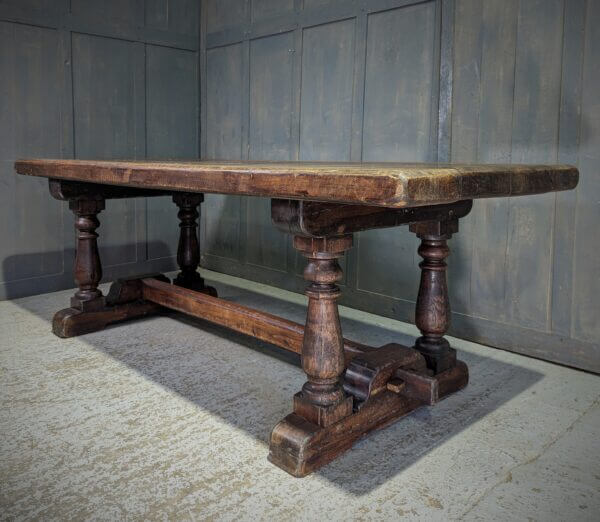 Large & Massively Heavy 1920's Vintage French Elm Refectory Table
