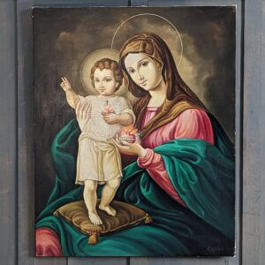 Large Vintage Oil Painting of Our Mother of Divine Love from Rochdale Convent