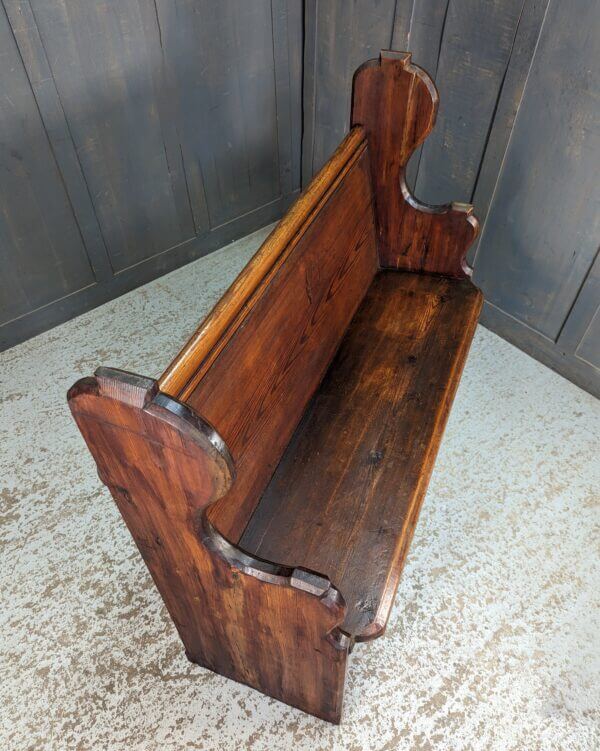 Shapely Non-Conformist Victorian Pitch Pine Church Pew Bench from Chadlington