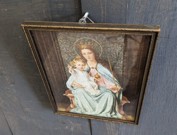 Small Framed Vintage Print of the Madonna Queen of Heaven