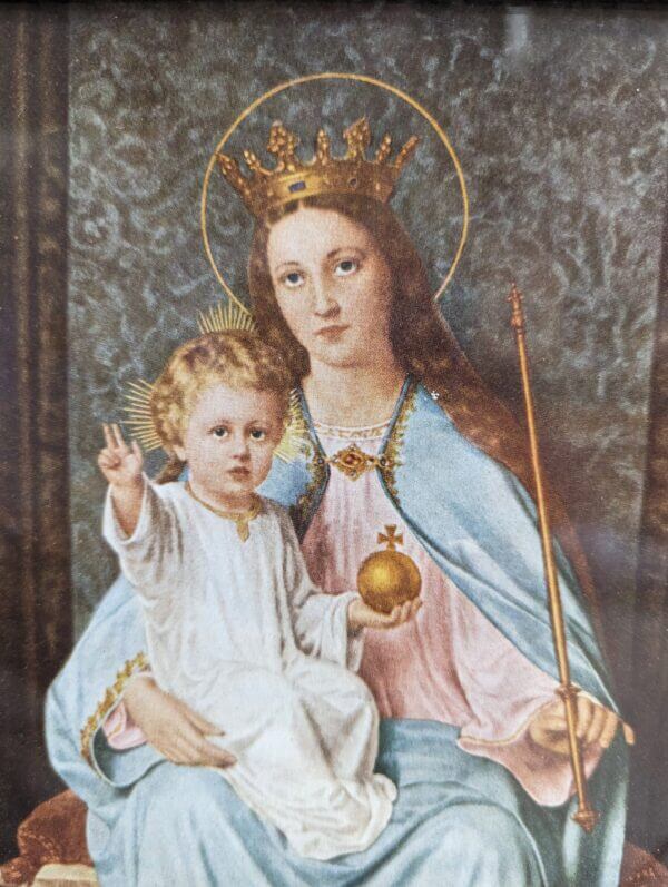 Small Framed Vintage Print of the Madonna Queen of Heaven