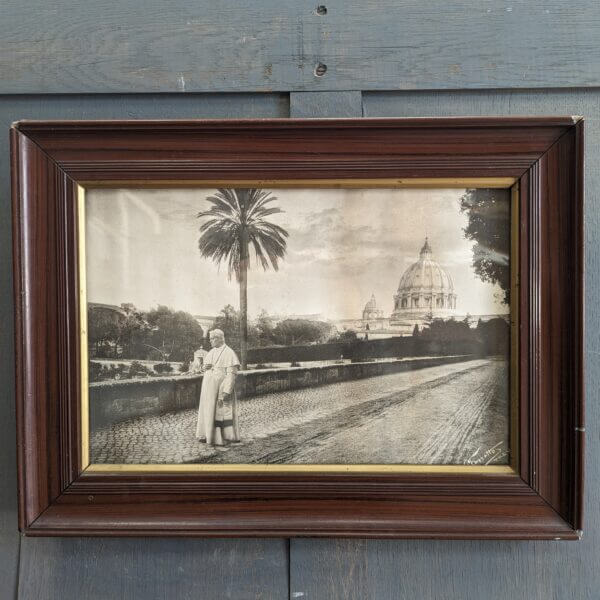 Antique Framed Photograph Copy of Pope St Pius X