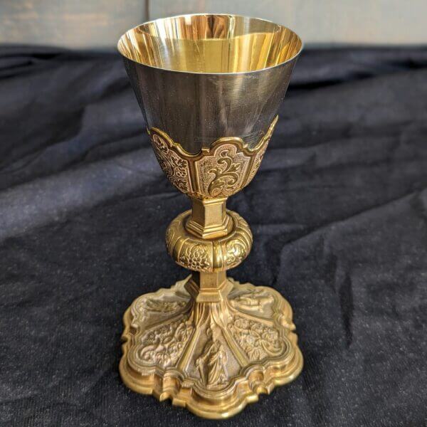Heavily Decorated Antique Gilt Brass Baroque 18th Century Style Church Communion Chalice