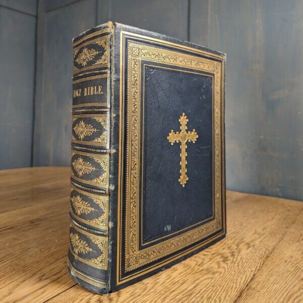 Stunning Pulpit Size 1860's Holy Catholic Bible by George Henry