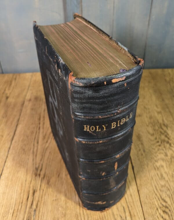 Antique Extra Large Leather Bound Family Devotional Bible from Epsom Methodist Church