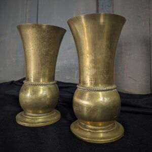Pair of Vintage Brass Church Flower Vases from St Mary's Northop Hall