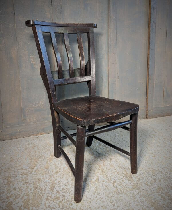 Dark Elm 1900's Slatback Church Chapel Chairs from Old St Pancras Church LOW SEAT BARGAINS