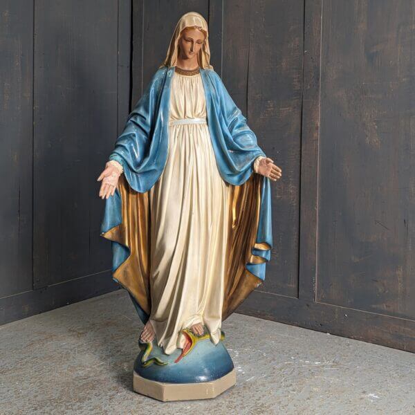 Large Rochdale Convent 1940's Vintage Religious Statue of Our Lady The Immaculate Conception with Frightening Snake