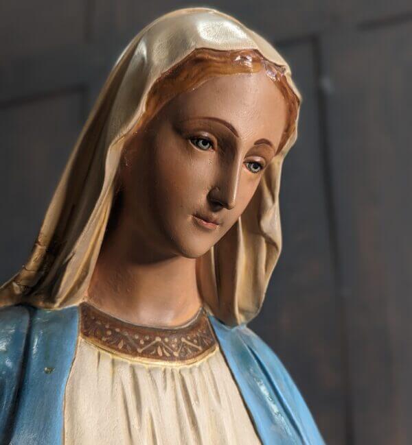 Large Rochdale Convent 1940's Vintage Religious Statue of Our Lady The Immaculate Conception with Frightening Snake