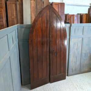 Pair of Smaller Size Pine Arched Exterior Church Doors
