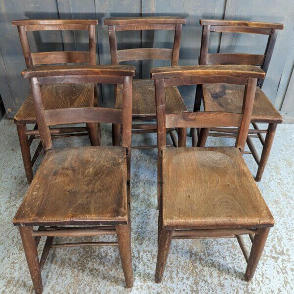 Set of 5 Character Driven Antique Pre WW1 Church Chapel Chairs - Sale Price -