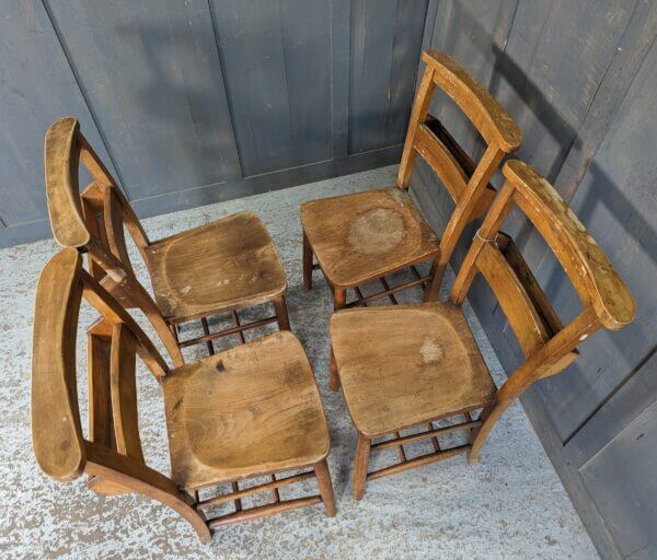 Set of 4 Classic 1930's Vintage Elm & Beech Church Chapel Chairs from Northop Hall