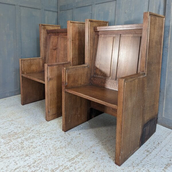 Heavy Oak Brutalist 1950's Outsize Church Chairs