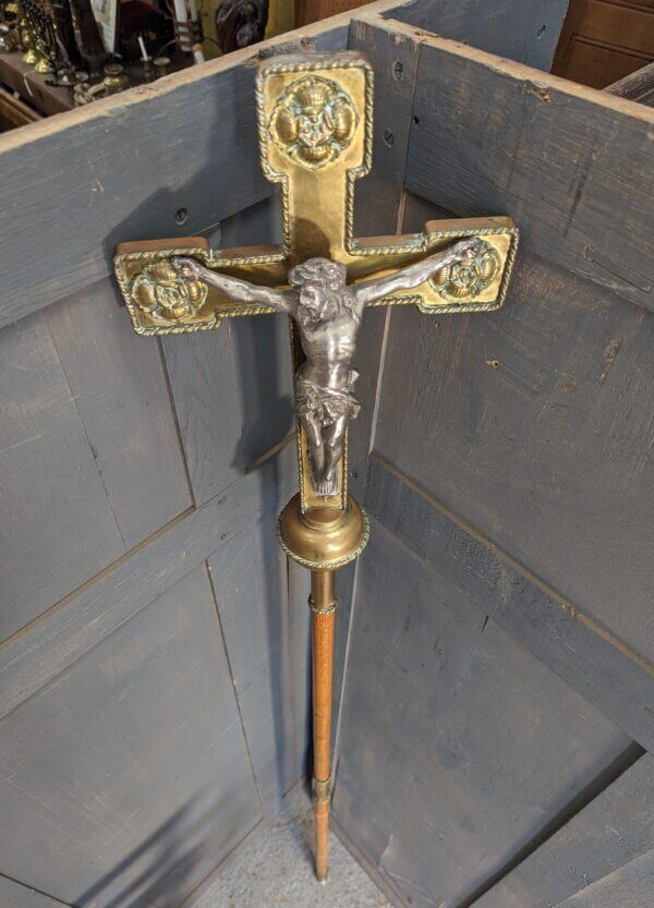 Very Fine & Heavy Antique Processional Cross from St David's Wrexham