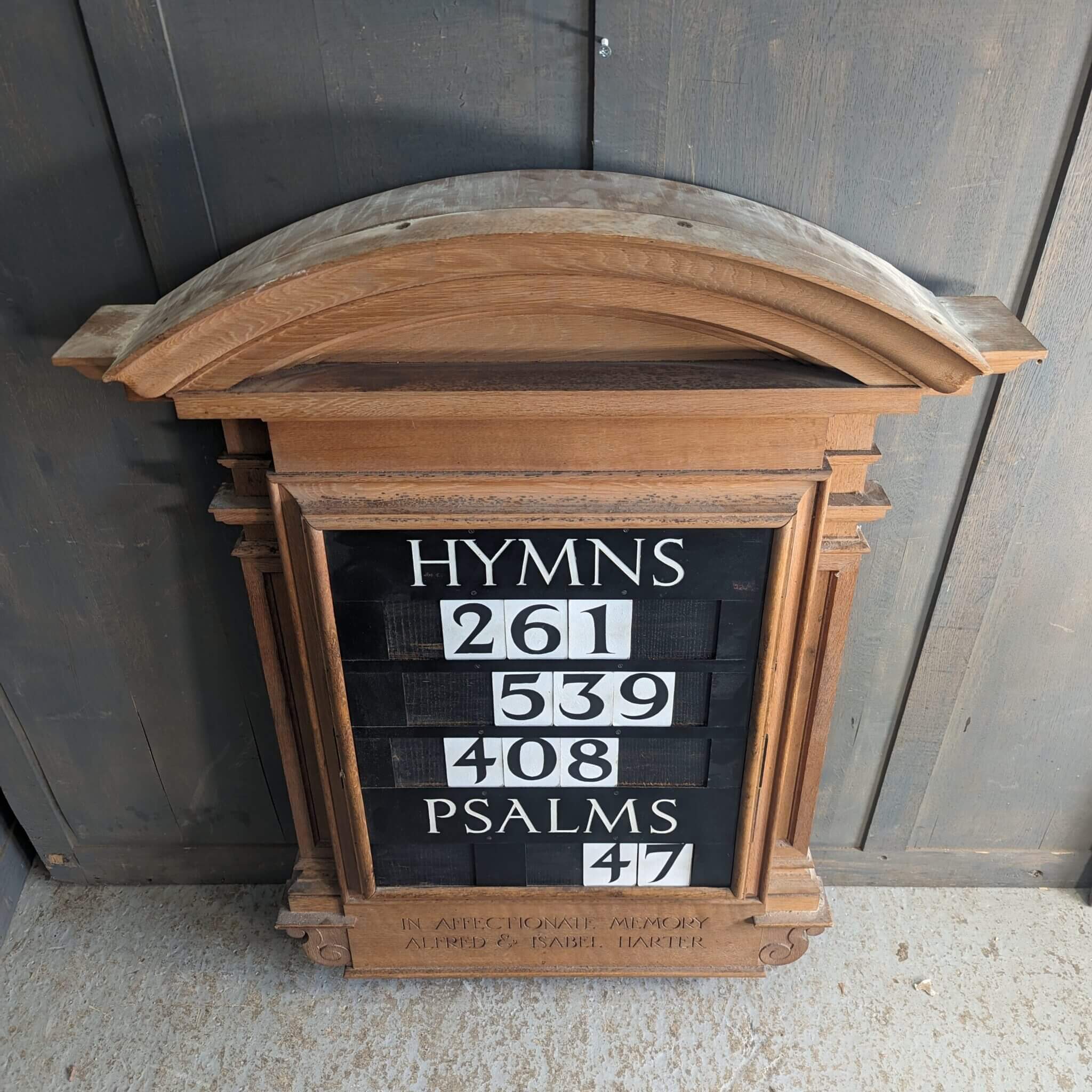 Monumental & Massive Classical Style Vintage Oak Hymn & Psalm Board