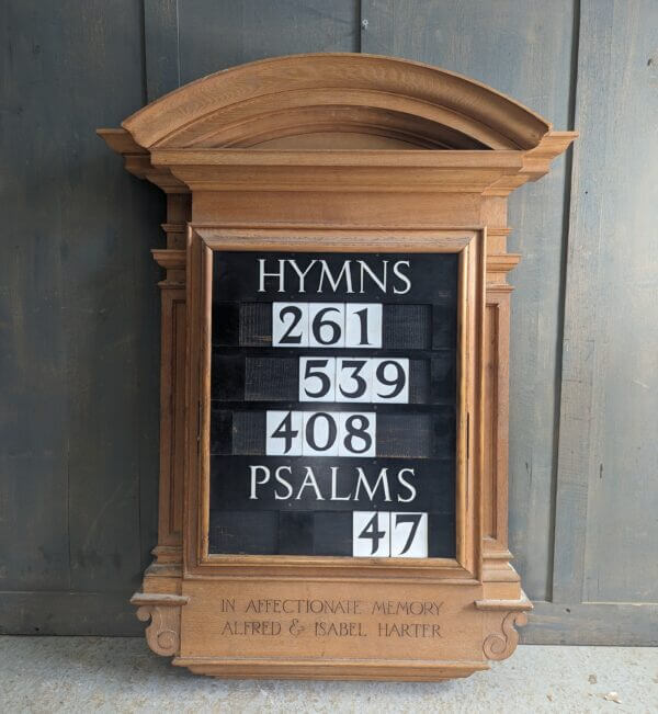 Monumental & Massive Classical Style Vintage Oak Hymn & Psalm Board
