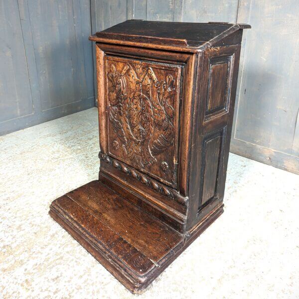 Interesting 18th Century Wall Facing Antique French Prie Dieu Prayer Desk with Storage