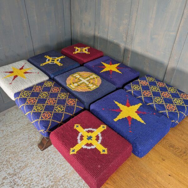 9 Embroidered Colourful Church Kneelers Hassocks Cushions from St Mary's Northop Hall