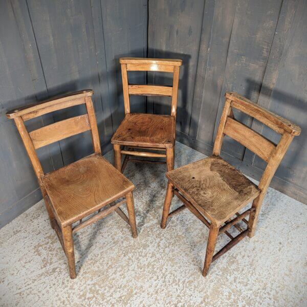 WW1 Harlequin Set of 3 Large Square Seat Church Chapel Chairs