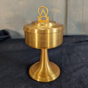 Modern Brushed Metal Gold Coloured Ciborium Ex Property of Priest