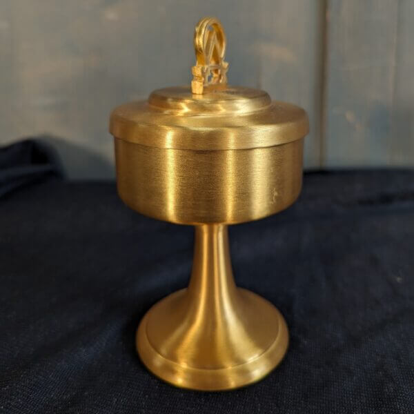 Modern Brushed Metal Gold Coloured Ciborium Ex Property of Priest