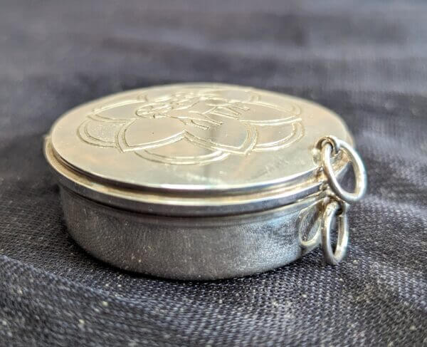Solid Silver Travelling Catholic Holy Wafer Box with Lamb of God Ex Property of Priest