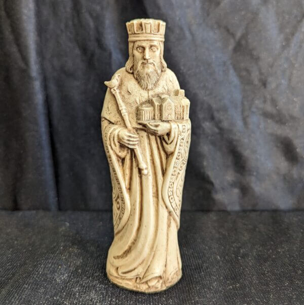 Small but Heavy Faux Bone Religious Statue of St Ethelbert of Kent