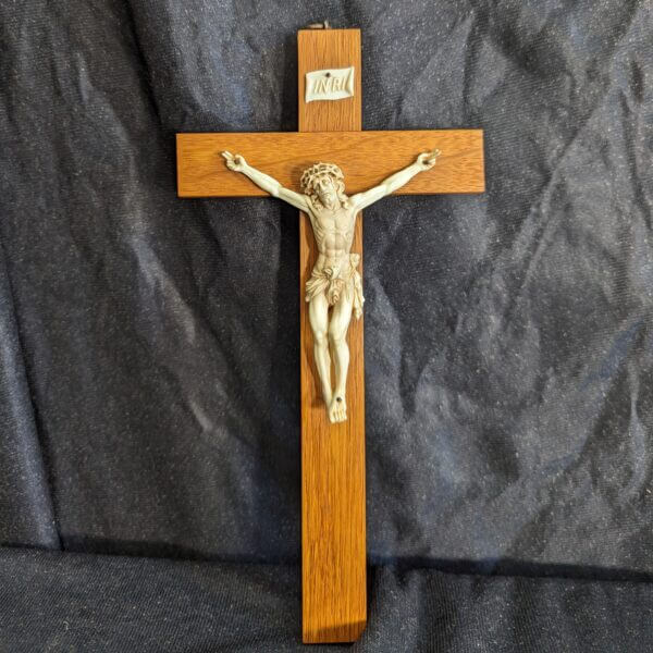 Faux Ivory and Real Oak Small Crucifix 1735 Replica