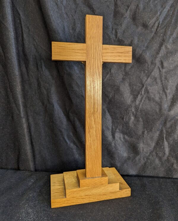 Small Altar Crucifix with Faux Carved Wood Figure Corpus