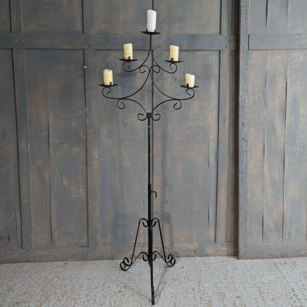 Large Adjustable Black Painted Benediction 5-Light Candlestand