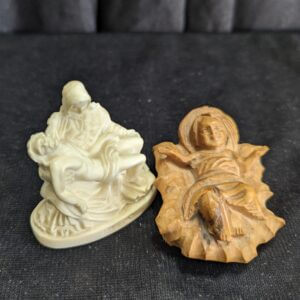 Small Carved Olive Wood Bambino Infant Christ with Small Italian Pieta