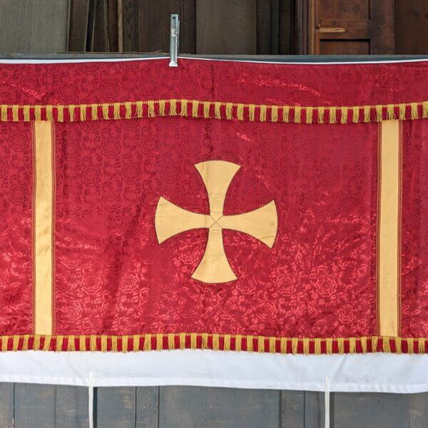 Welsh Made Quality Red & Gold Yellow Silk Damask Wrap-Around Altar Frontal
