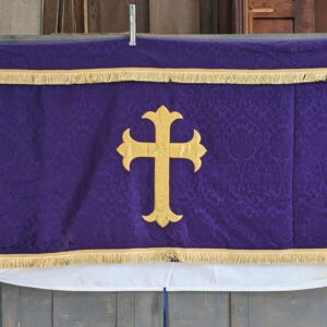 Welsh Made Quality Purple & Gold Yellow Silk Damask Wrap-Around Altar Frontal