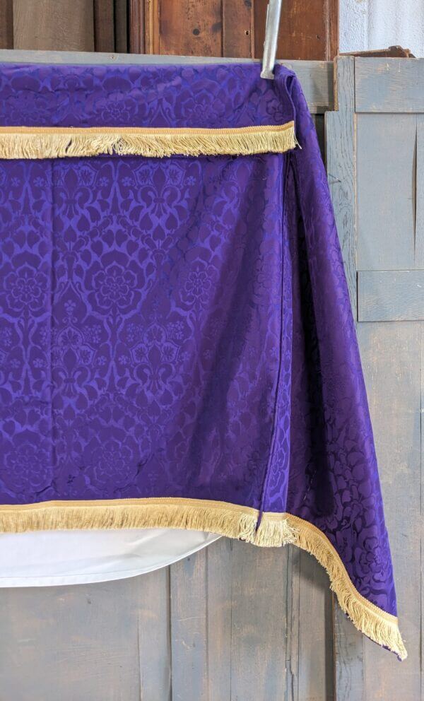 Welsh Made Quality Purple & Gold Yellow Silk Damask Wrap-Around Altar Frontal