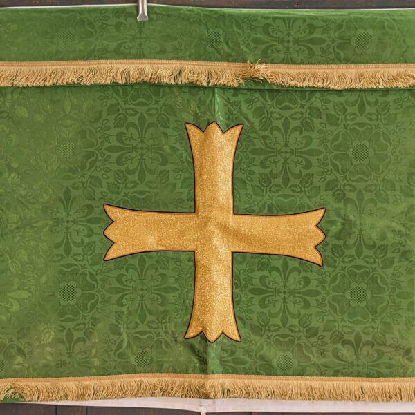 Welsh Made Quality Green & Gold Yellow Silk Damask Wrap-Around Altar Frontal