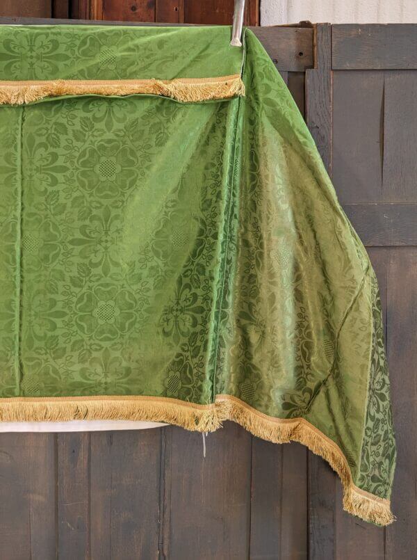 Welsh Made Quality Green & Gold Yellow Silk Damask Wrap-Around Altar Frontal
