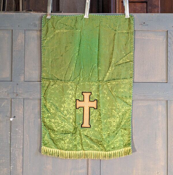Vintage Vanheems Green Silk Damask Lectern Fall from St David's Wrexham