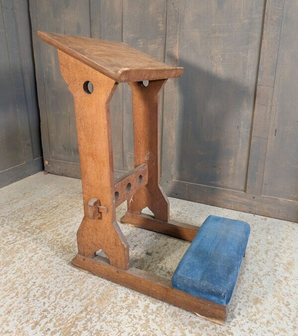 Crypt Find Simple Vintage Oak Prayer Desk Prie Dieu with Cutouts