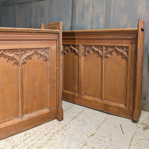 Five Sections of Vintage Gothic Oak Frontage Panels Panelling Over 8m