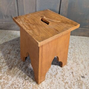 Post-War Simple Gothic Style Oak Stool