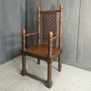 Very Unusual Bobbin & Trellis Oak Clergy Chair