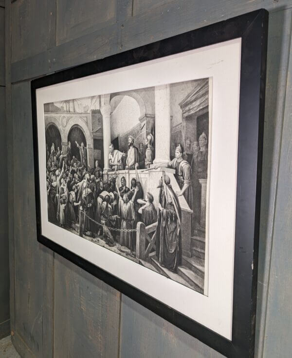 Large Black & White Religious Lithograph 'The Judgement of Christ'