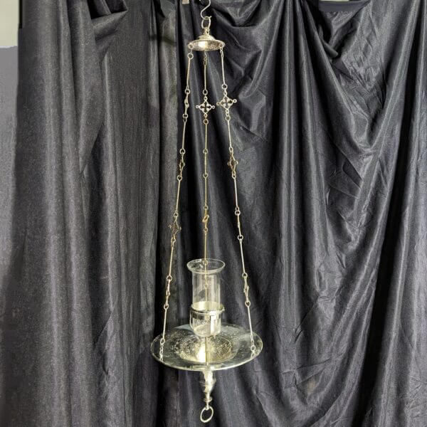 Large Fine Vintage Silver Plated Classic Style Sanctuary Lamp from St Lukes Blackburn