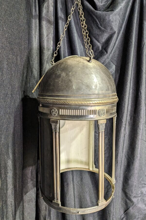 Large Unusual Domed 1930's Directional 3-Light Church Lantern