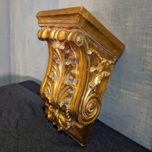 Faux Carved Wood Golden Cornice Bracket Statue Plant Stand