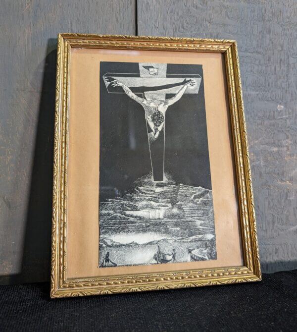 Simple Black & White Etching based on Dali's Crucifixion