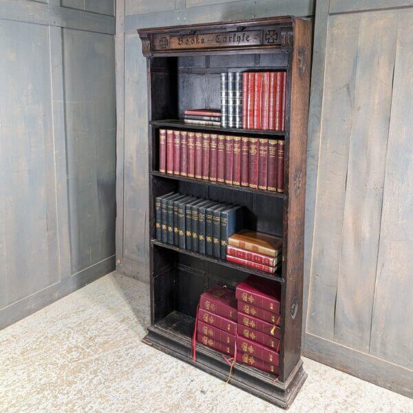 Ex Property of a Priest Mid Size Charming Oak Tall Bookcase inscribed 'Books Carlyle'