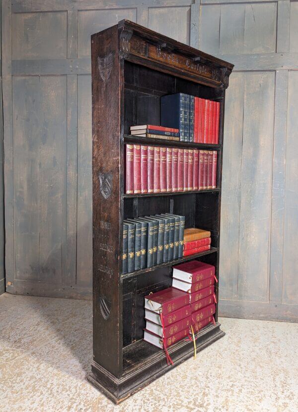 Ex Property of a Priest Mid Size Charming Oak Tall Bookcase inscribed 'Books Carlyle'