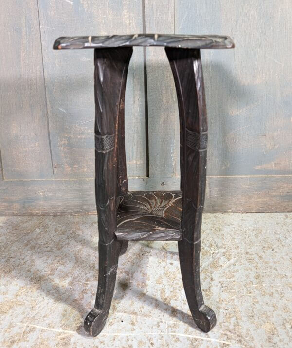 Small Chinoiserie Carved Hardwood Plant Stand Ex Property of a Priest
