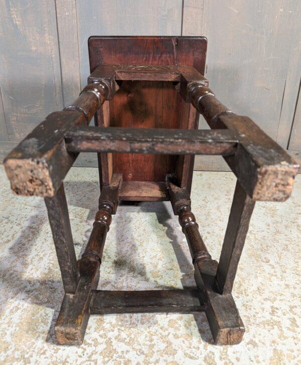 Antique Oak Coffin Stool with 18th Century Base